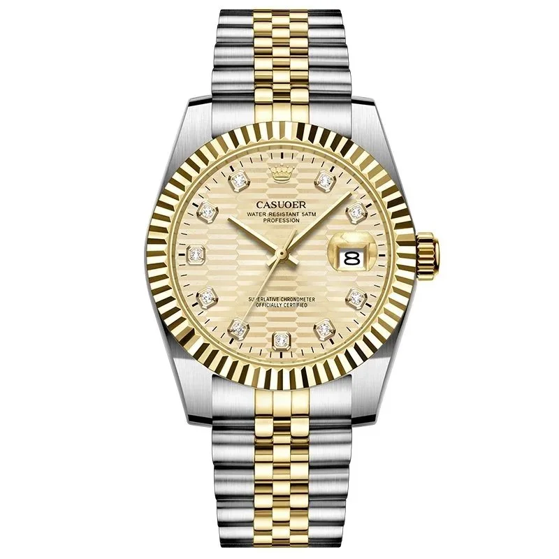 CASUOER Gold Face-2 Stainless Steel Watch