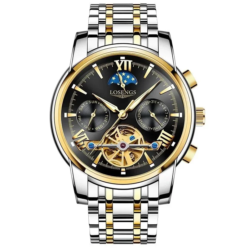 LOSNGS Black Face Mechanical Watch Men's Watch