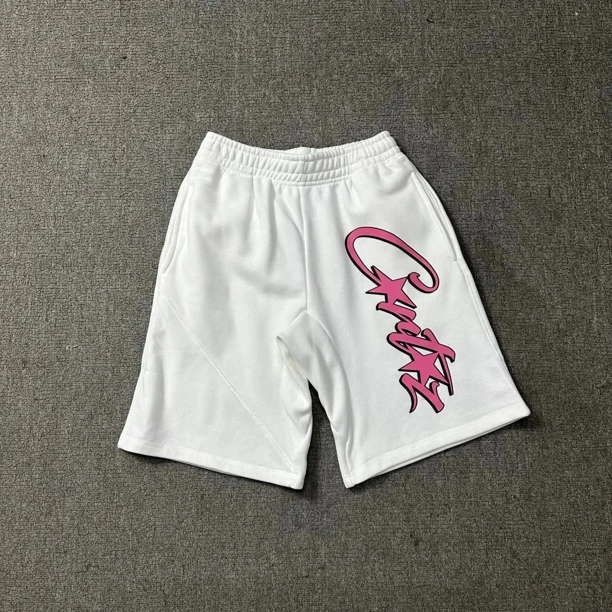 White 'Girlz' Printed Shorts