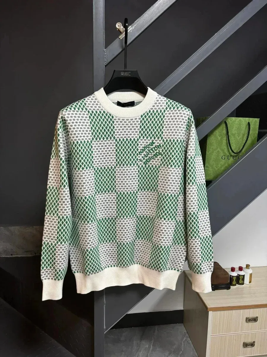 Gucci Green Checkered Knit Sweater