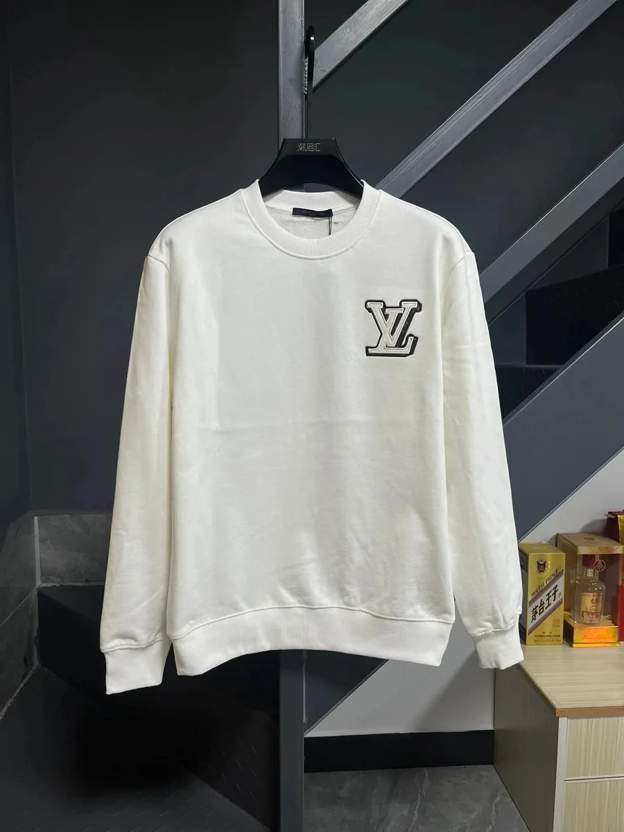 Louis Vuitton Classic Logo Embroidered White Sweatshirt