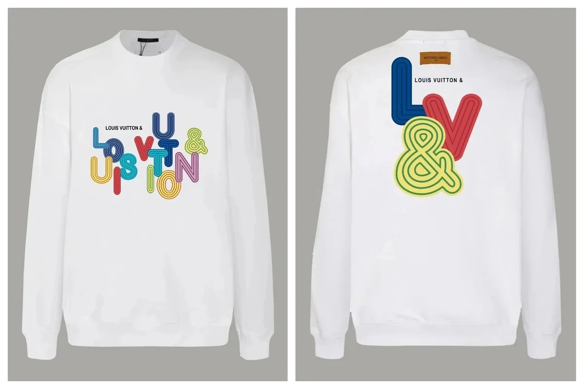 Louis Vuitton White & Color Block Graphic Crewneck Sweatshirt