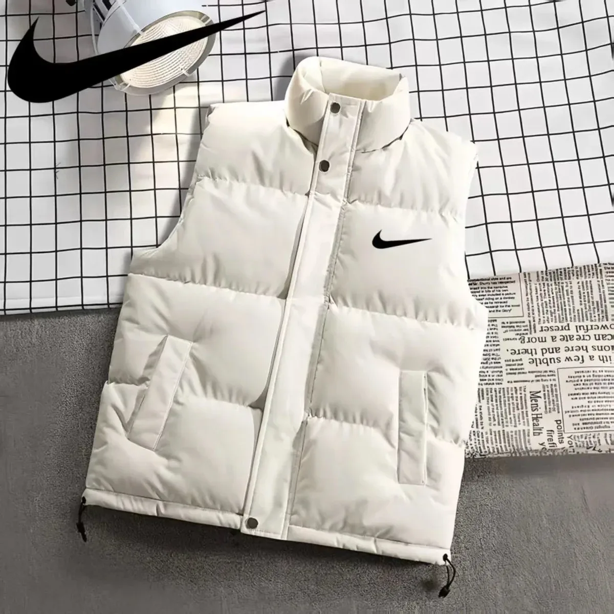 Nike White Swoosh Puffer Vest