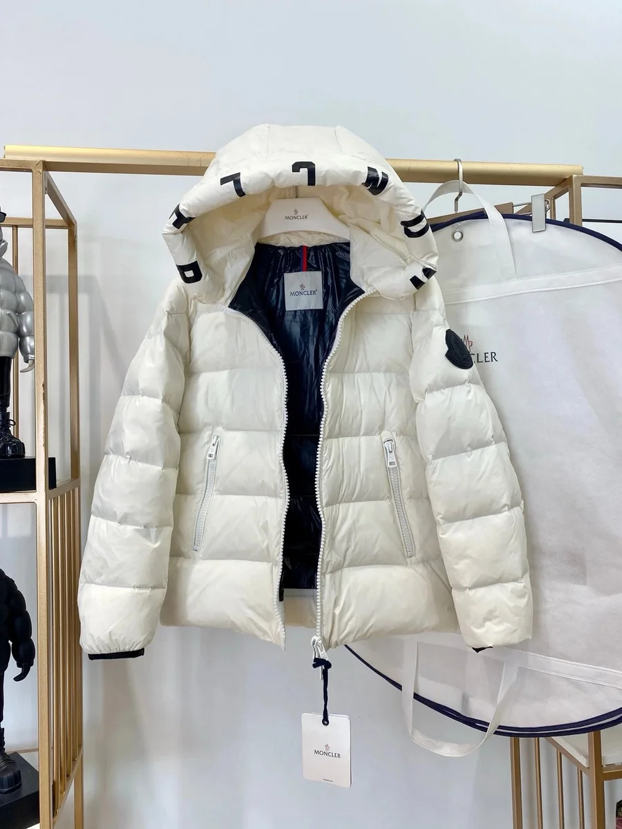 Moncler White Hooded Puffer Jacket
