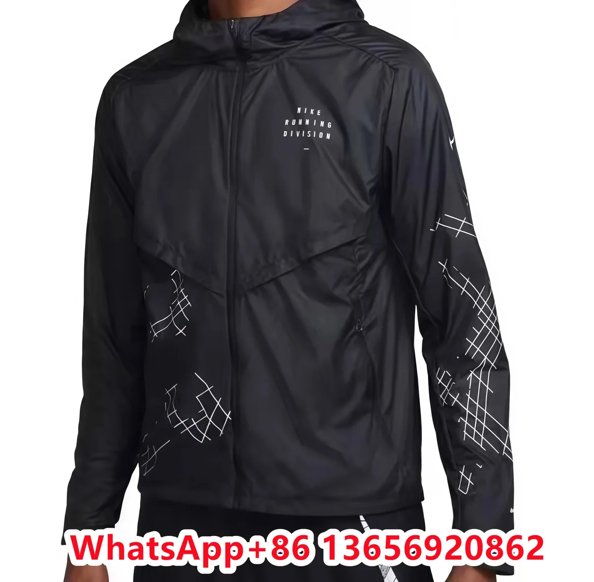 Nike Air Top Printed Running Hoodie Jacket - Black