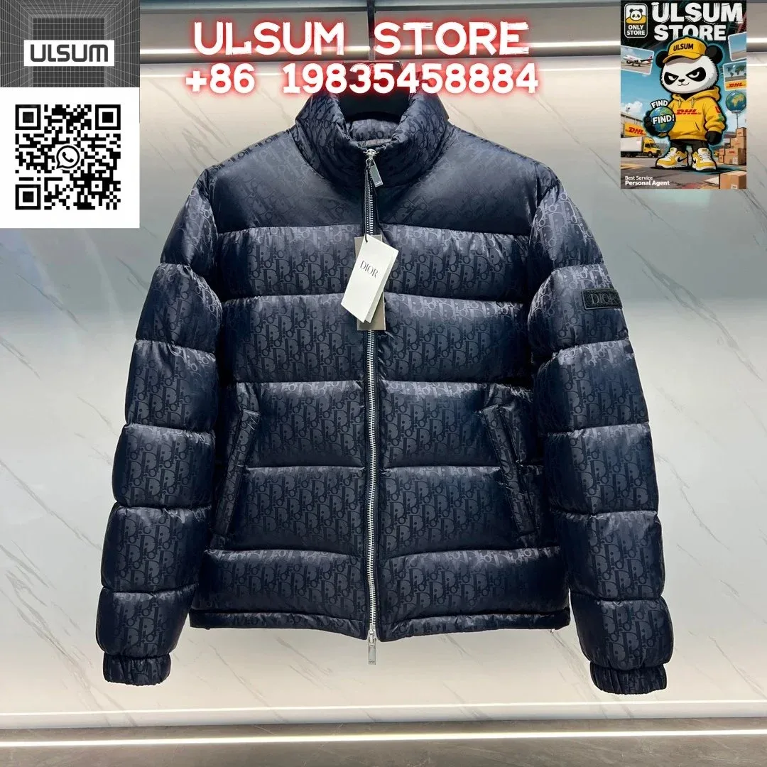 Dior Classic Logo Navy Puffer Jacket