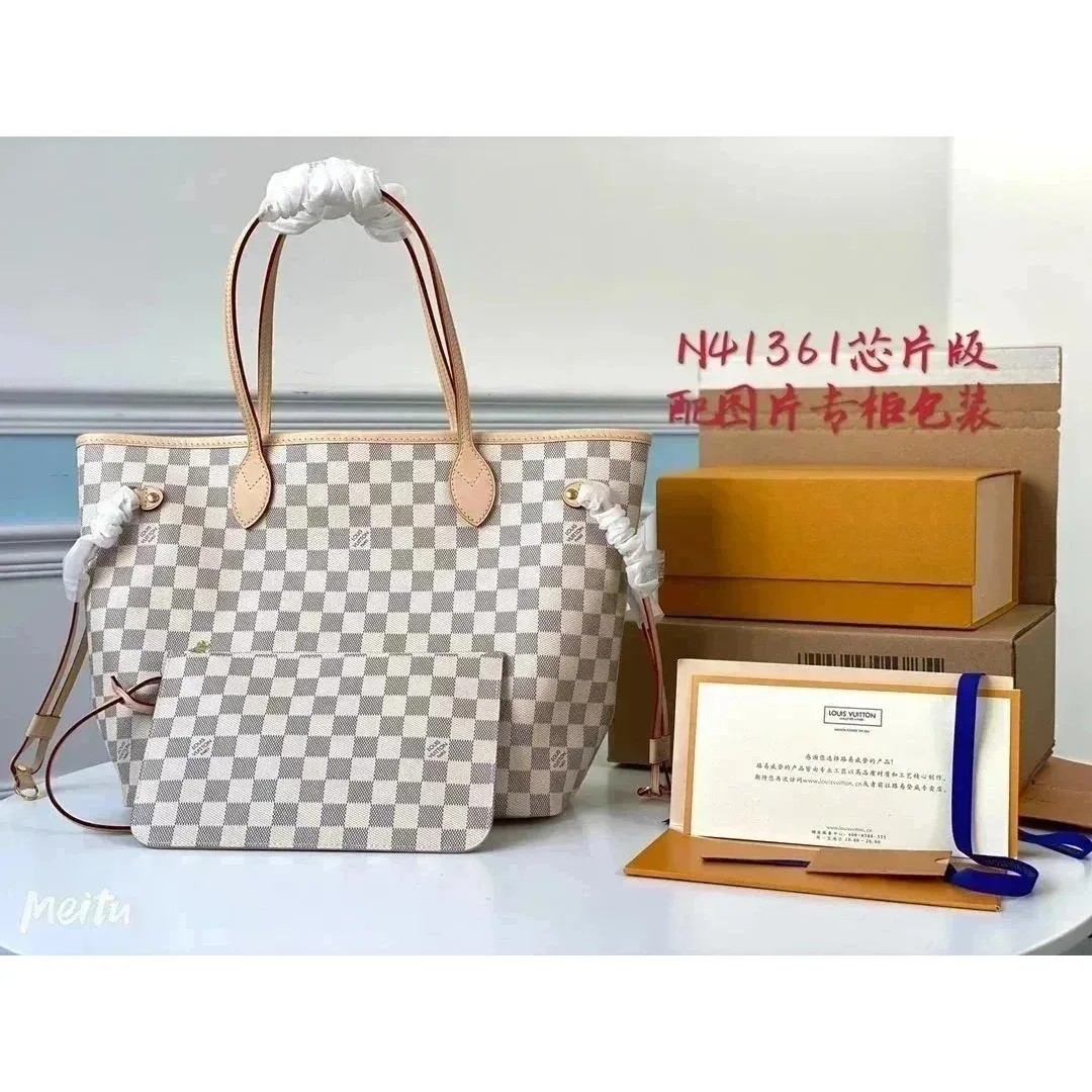 Louis Vuitton Neverfull N41361 Damier Azur Tote Bag