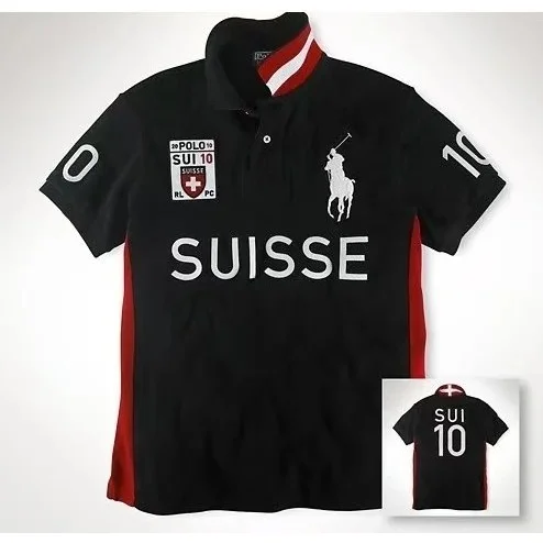 Polo Ralph Lauren SUISE Black & Red Polo Shirt