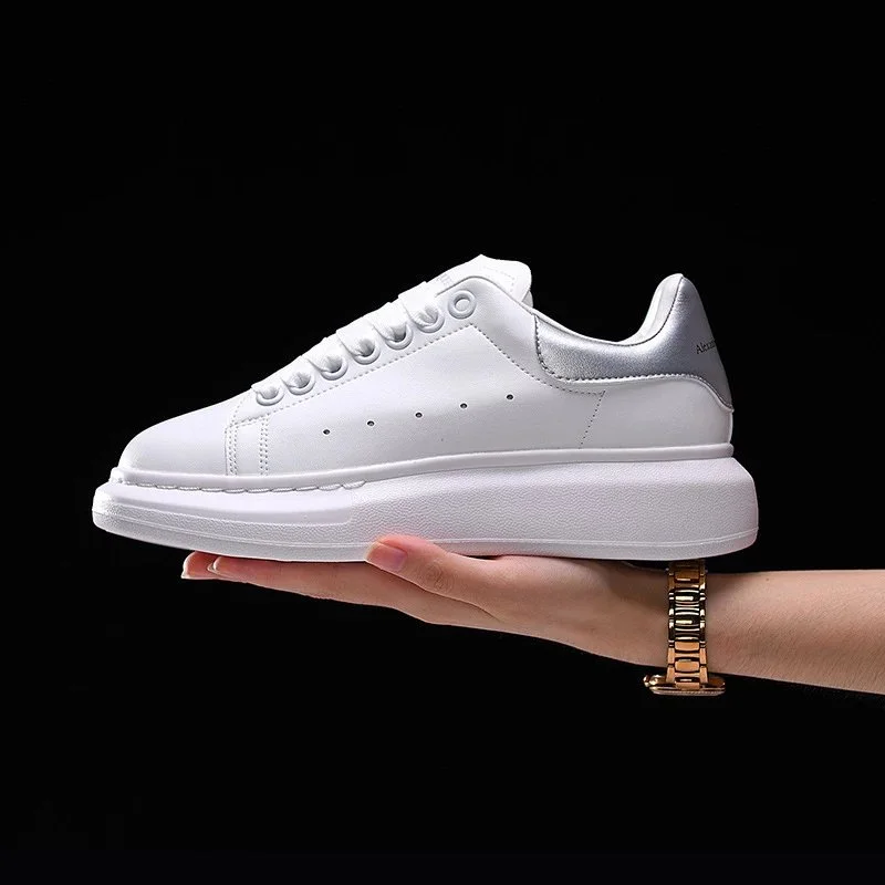 Alexander McQueen Oversized MQ-Silver Leather Sneakers