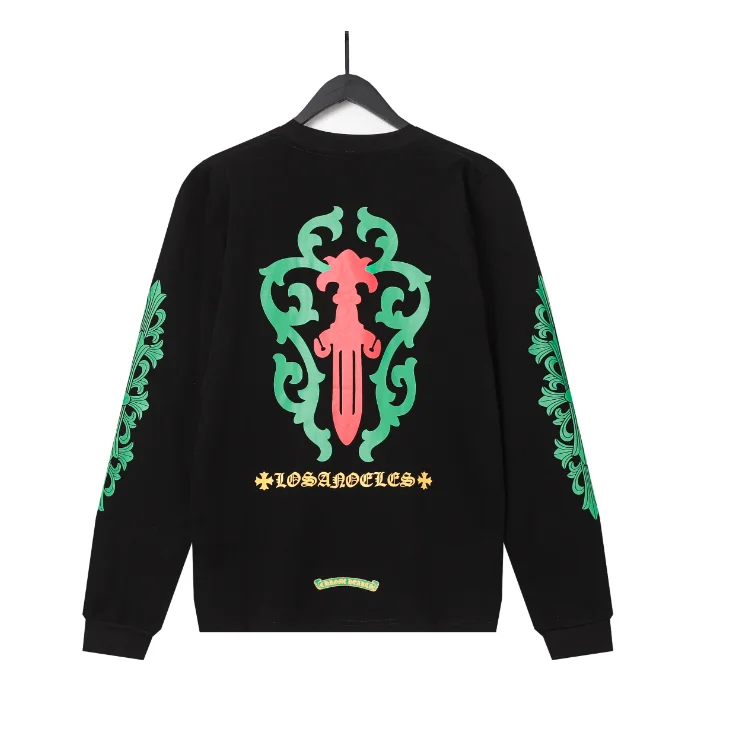 Chrome Hearts CH Cross Black Floral Long Sleeve T-Shirt