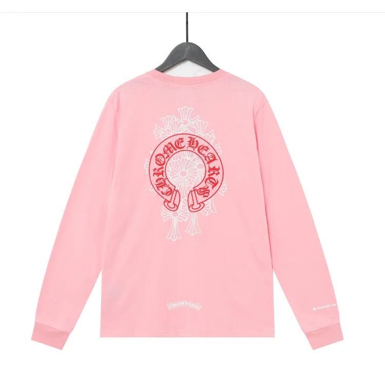 Chrome Hearts CH Cross Pink Long Sleeve T-Shirt