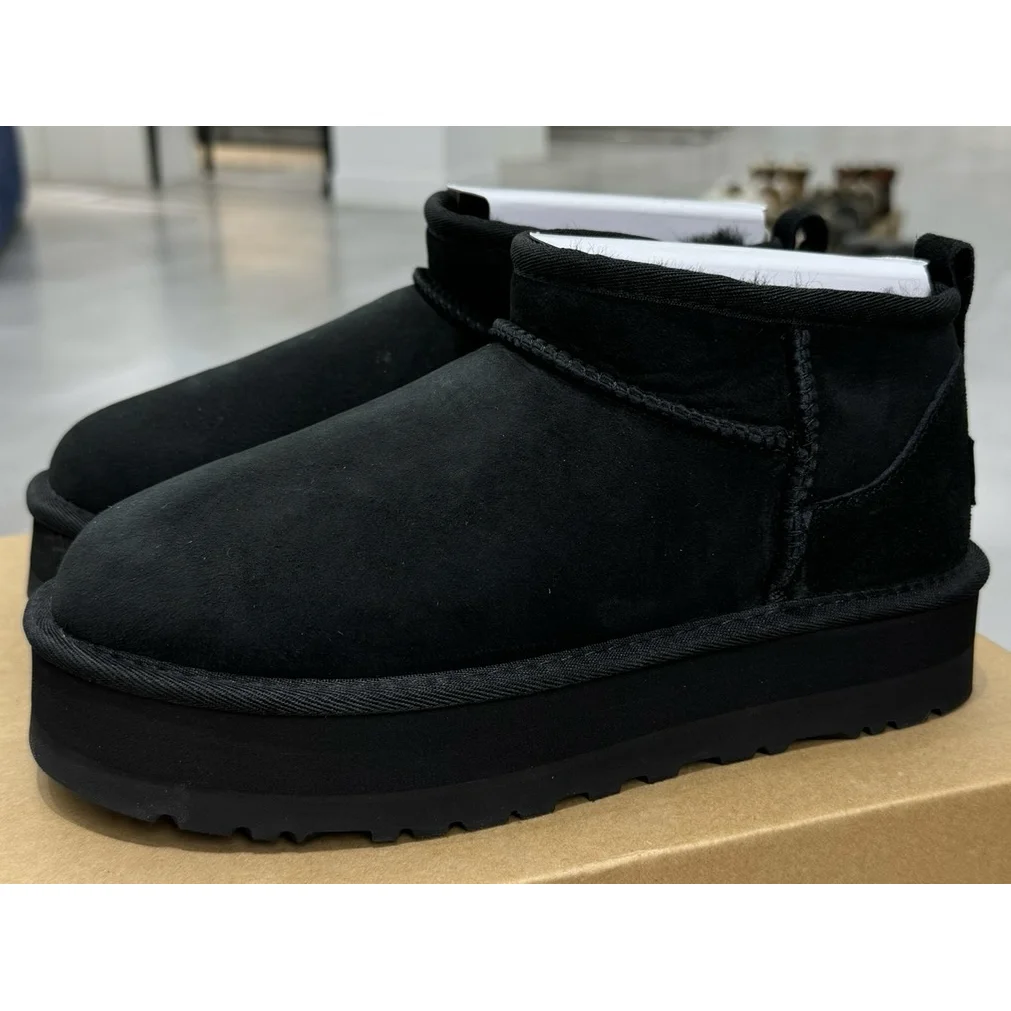 UGG Classic Short Mini Low-Cut Thick Sole 3cm Black Boots