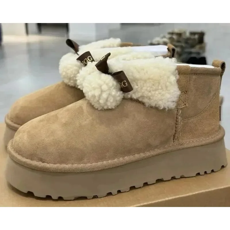 UGG Classic Short Thick Sole Pom Pom Chestnut Boots