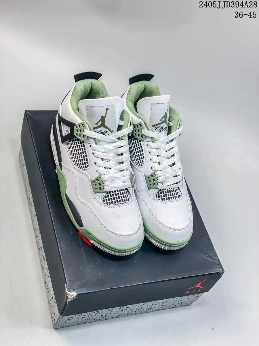 Nike Air Jordan 4 Sail/Olive Green Sneakers