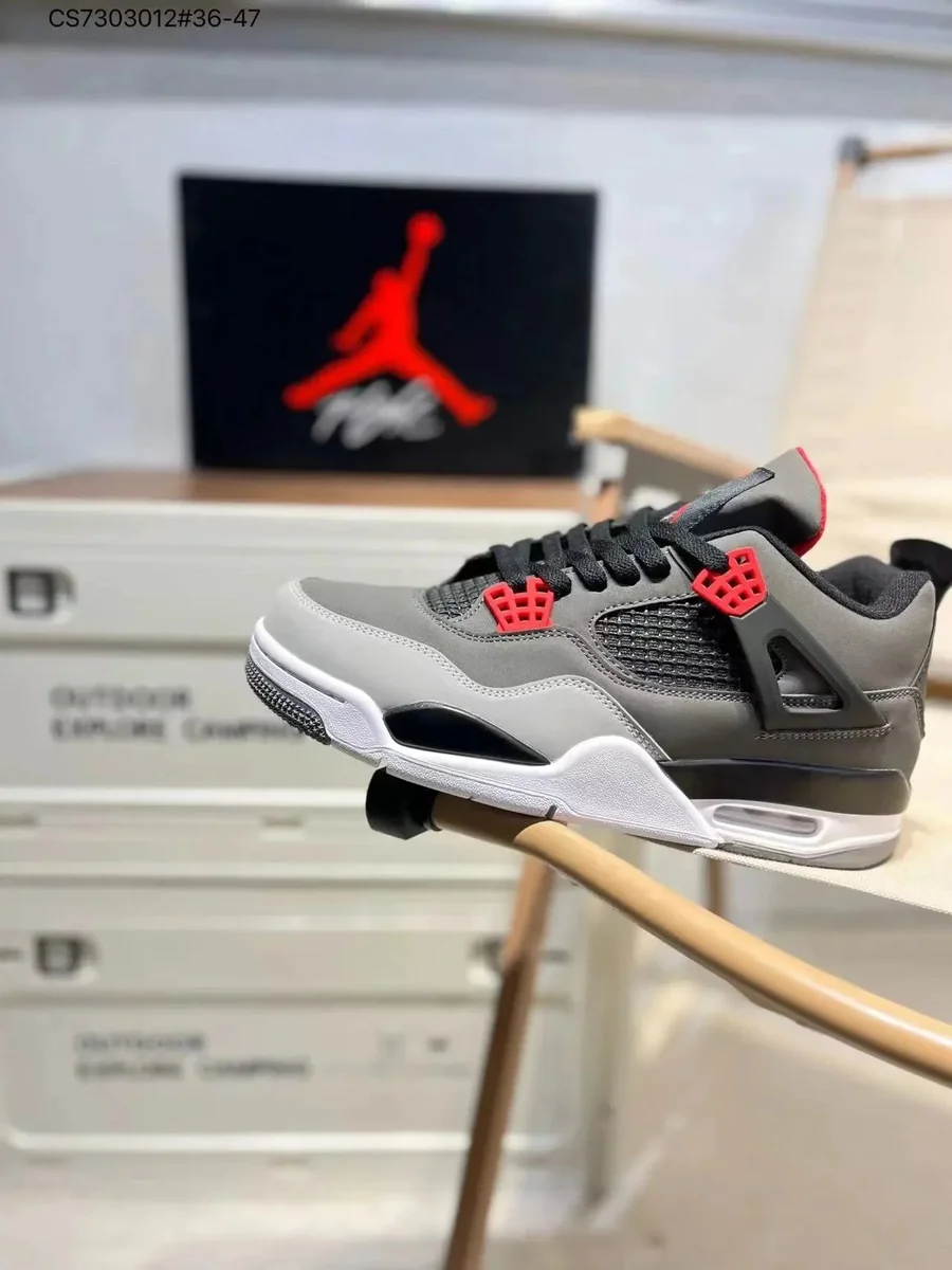 Nike Air Jordan 4 Grey/Red Sneakers