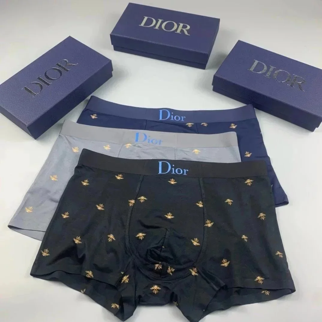 Dior Bee Print Boxer Briefs Navy/Blue/Grey