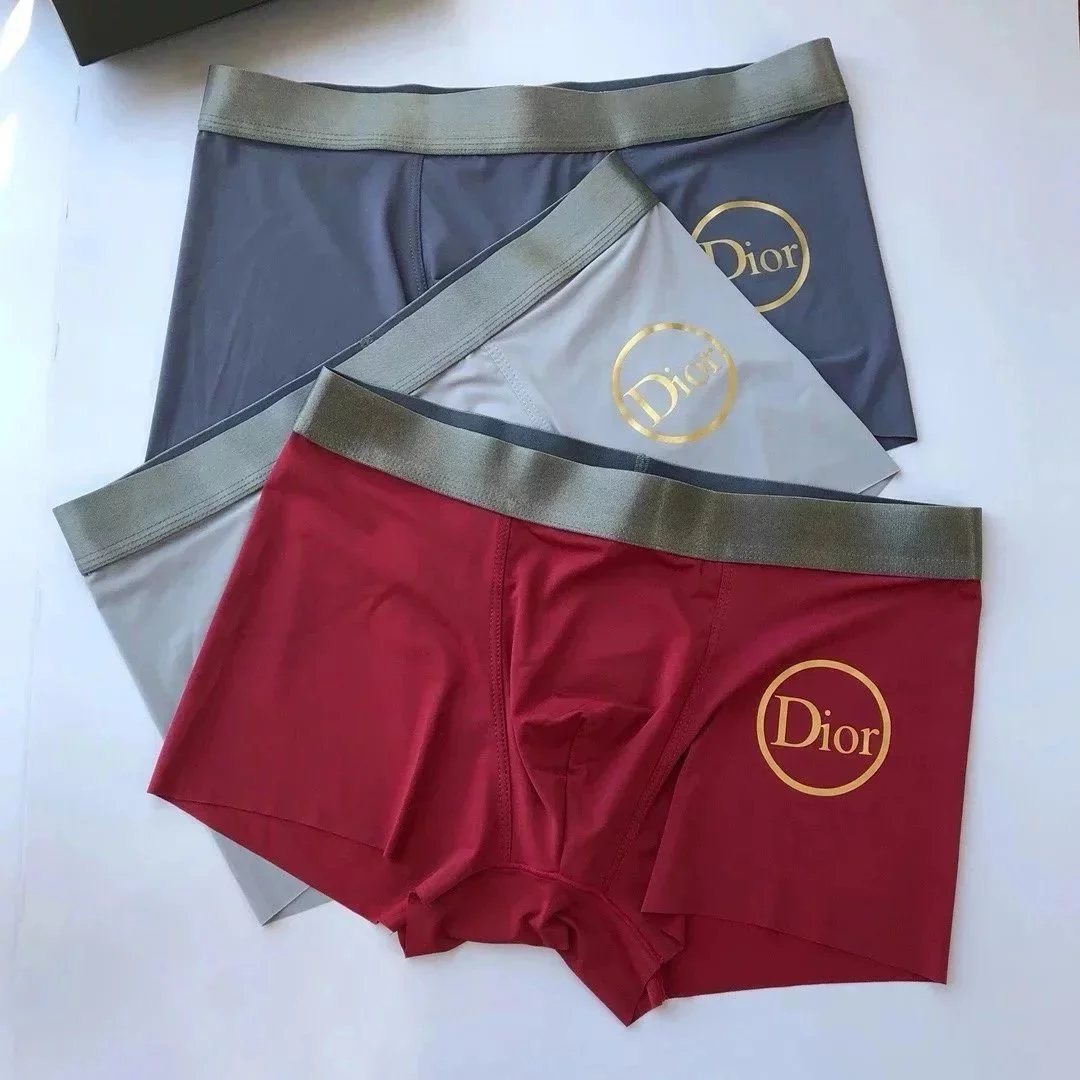 Dior Gold Logo Boxer Briefs Red/Grey/Blue