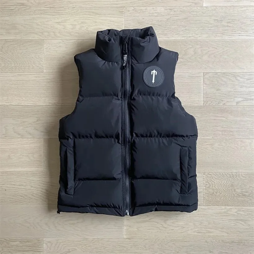 Navy Puffer Vest with Logo Patch