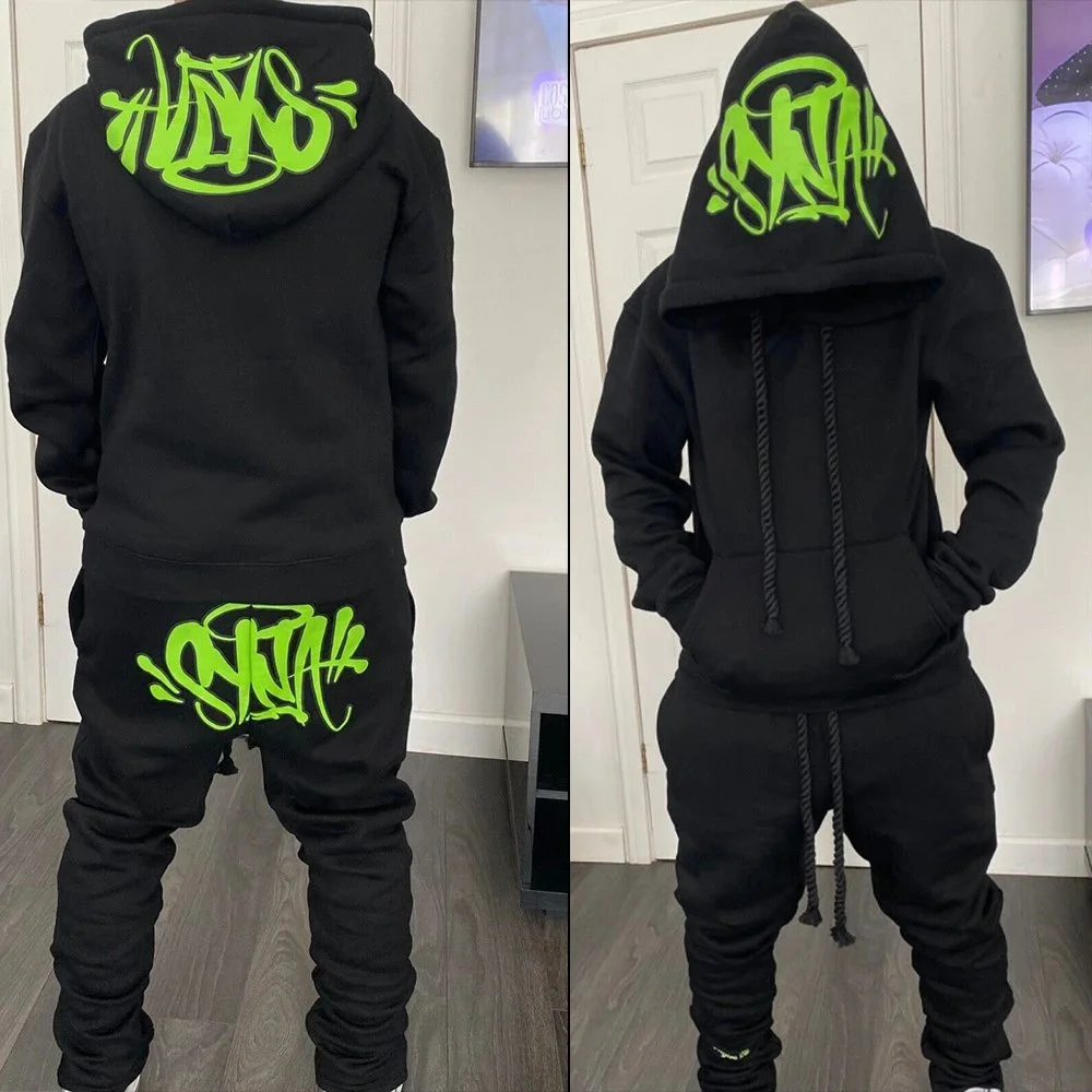 Black Green Graffiti Tracksuit Set
