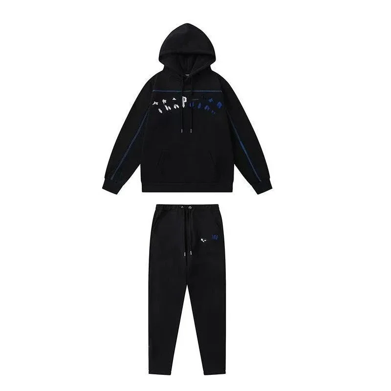 Black Blue Tracksuit Set Streetwear