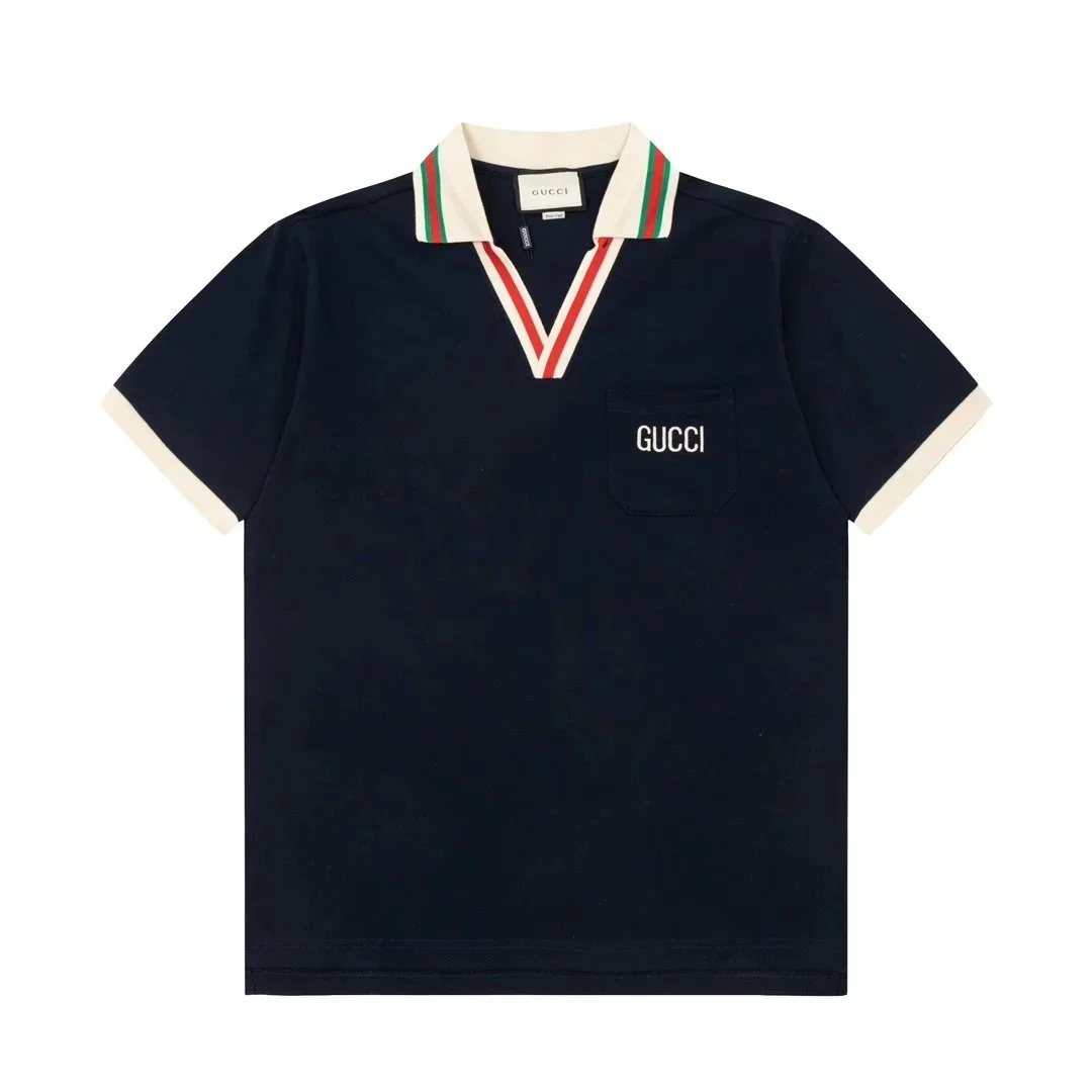 Gucci Polo Shirt Navy with Red/White Stripes