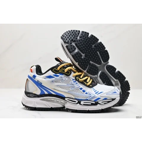 Unisex White/Blue Yellow Laced Running Sneakers