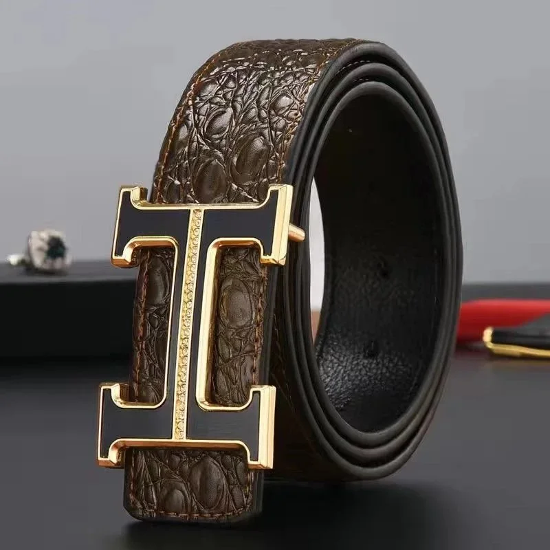 Hermès H Buckle Crocodile Belt Brown Leather Belt