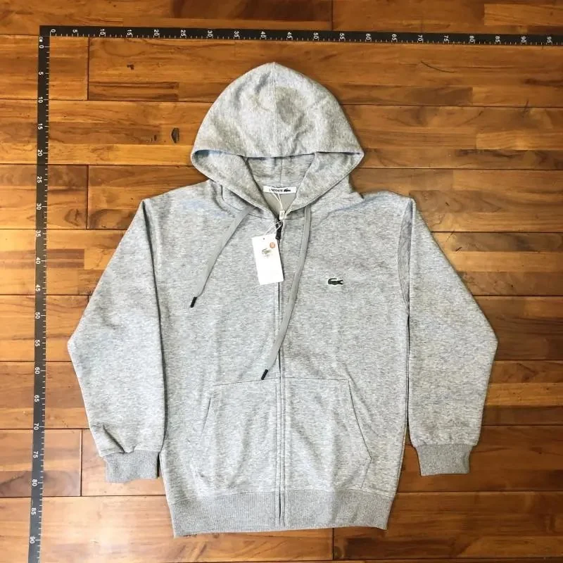 Lacoste Grey Crocodile Zip-Up Hoodie