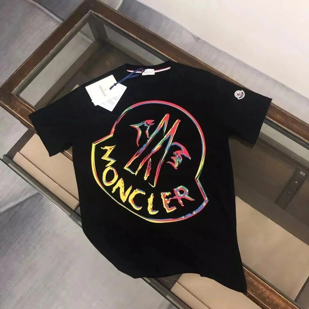 Moncler Black Colorful Logo T-Shirt