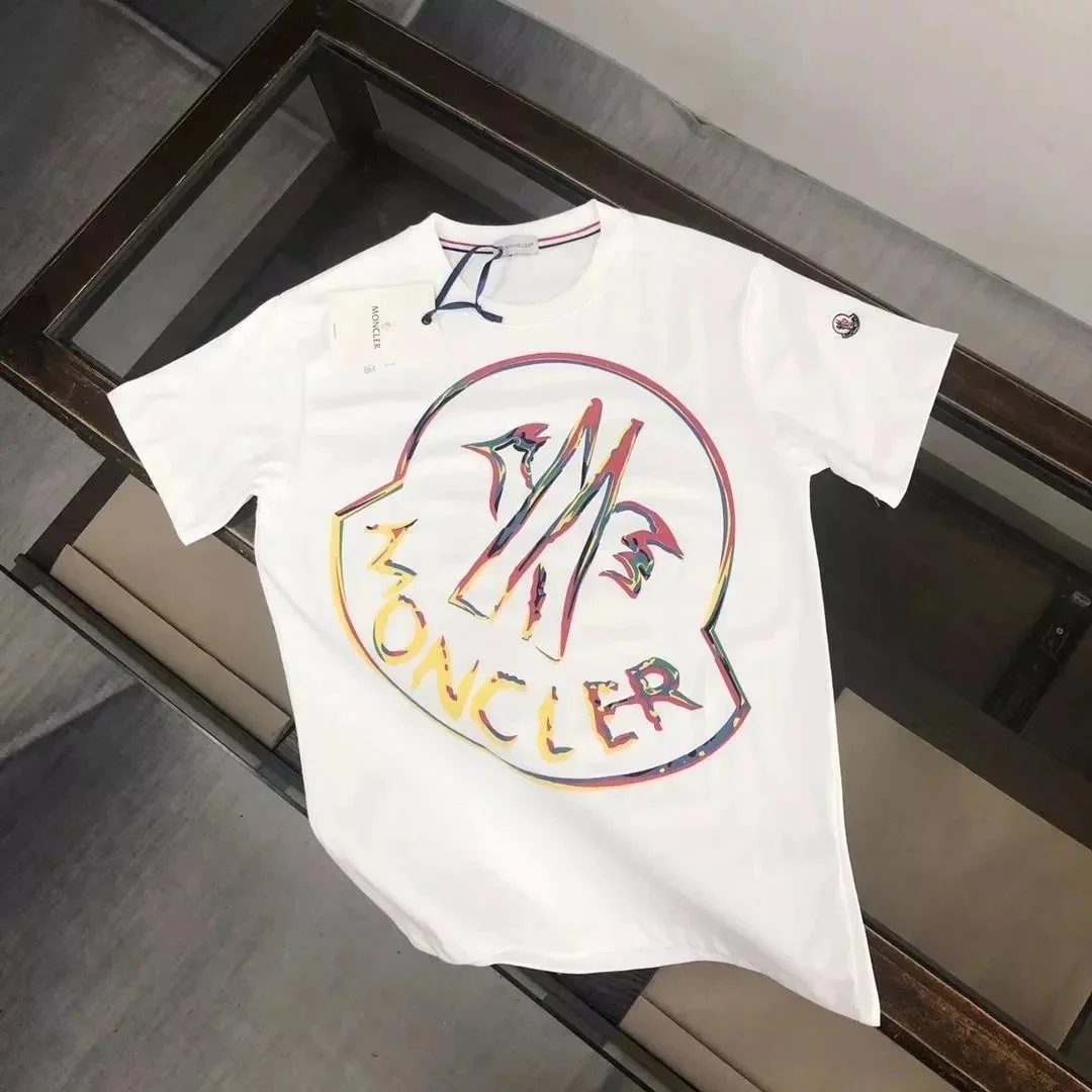 Moncler White Colorful Logo T-Shirt
