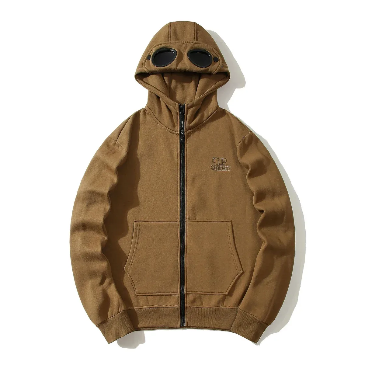 CP Company Goggle Hoodie Brown Cotton Jacket