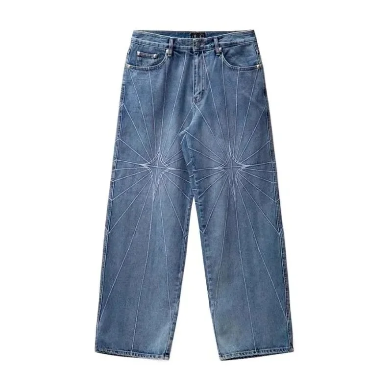Unisex Denim Jeans with Starburst Embroidery