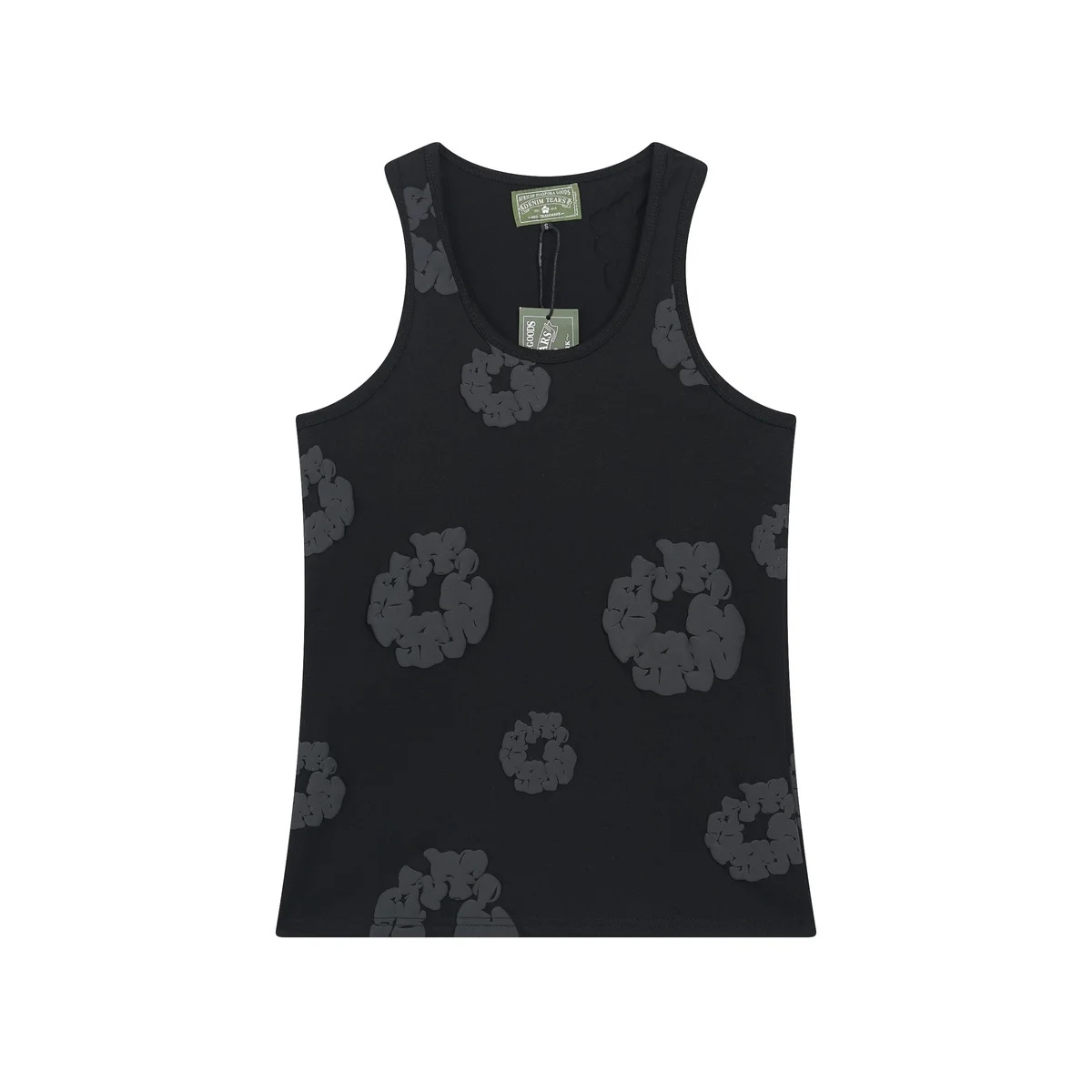 Black Scrunchie Print Tank Top