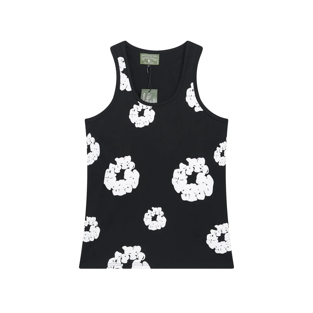 Black White Floral Print Tank Top