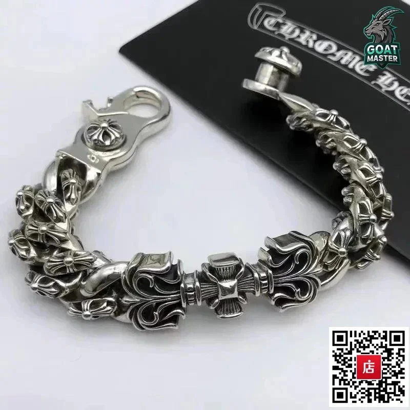 Chrome Hearts Floral Cross Bracelet Silver Jewelry
