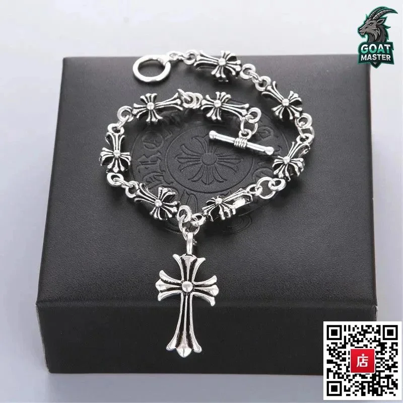 Chrome Hearts Cross Charm Bracelet Silver Jewelry