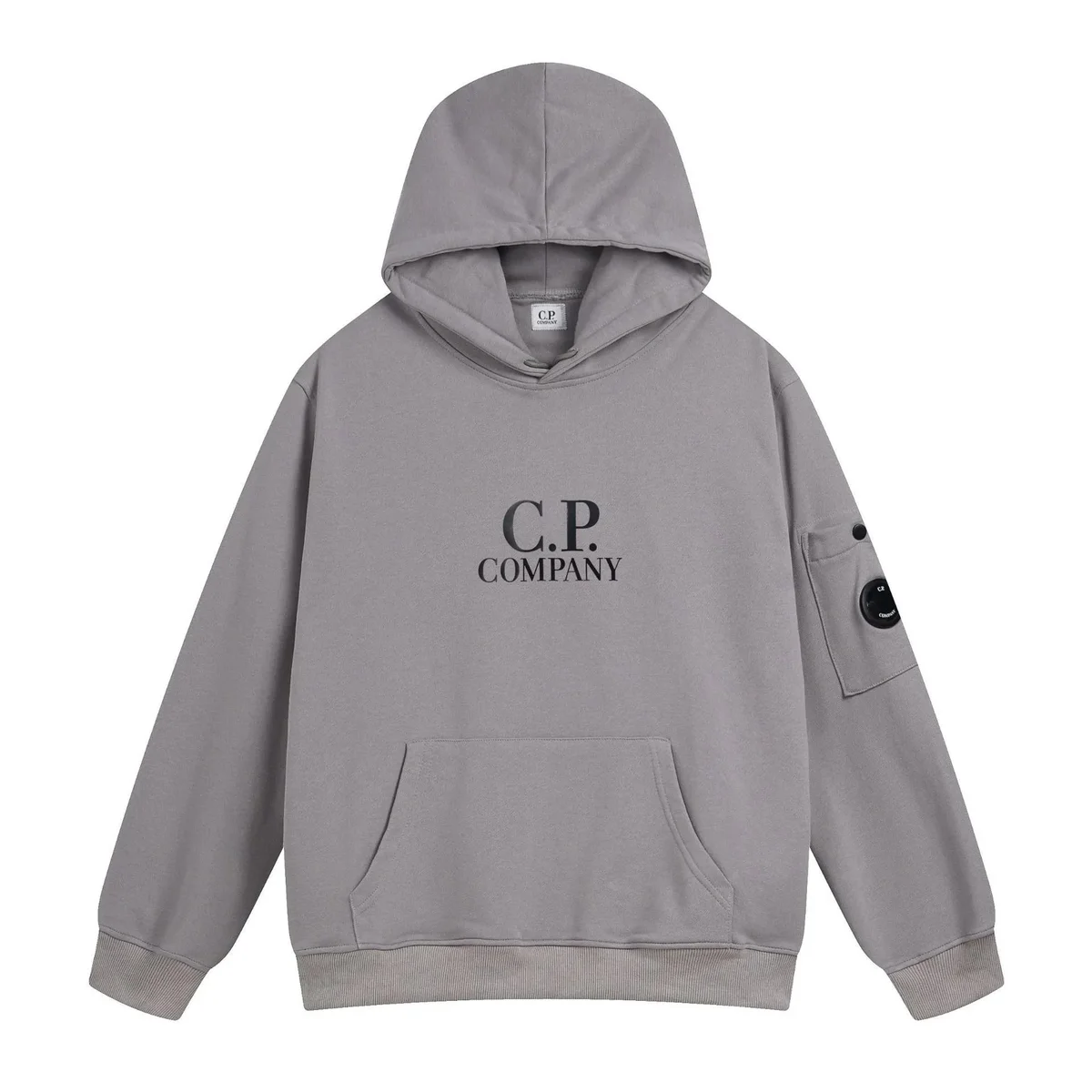 C.P. Company Grey Logo Hoodie Sweatshirt