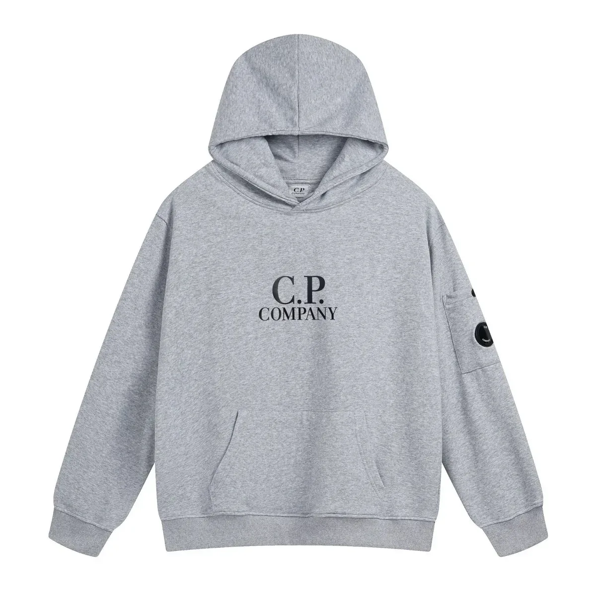 C.P. Company Grey Logo Hoodie Sweatshirt