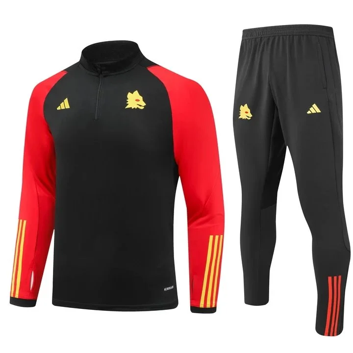 Adidas Black & Red Classic Football Tracksuit
