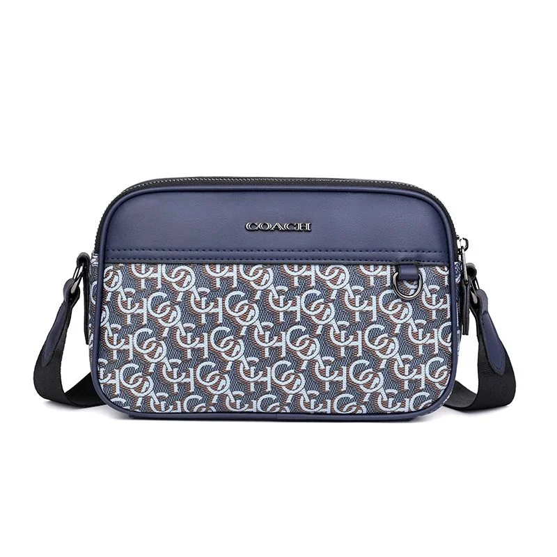 Coach Monogram Canvas Crossbody Bag Navy Blue