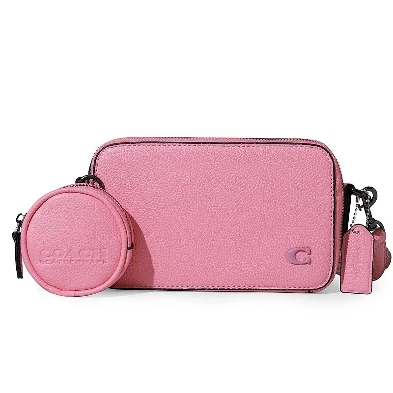 Coach Pink Pebble Leather Crossbody Bag with Coin Purse