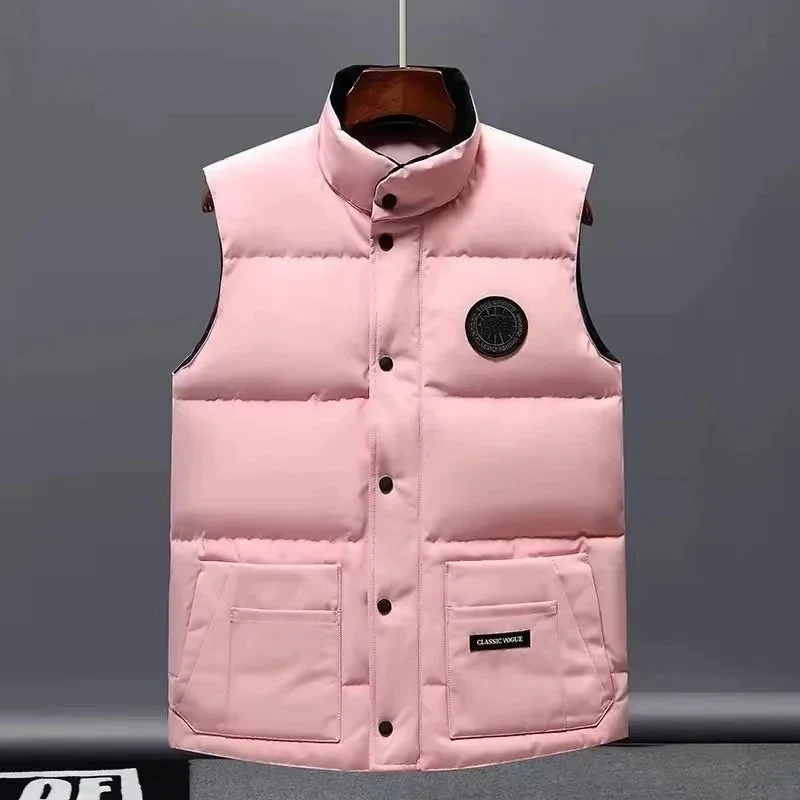 Pink Solid Padded Vest with Logo Patch