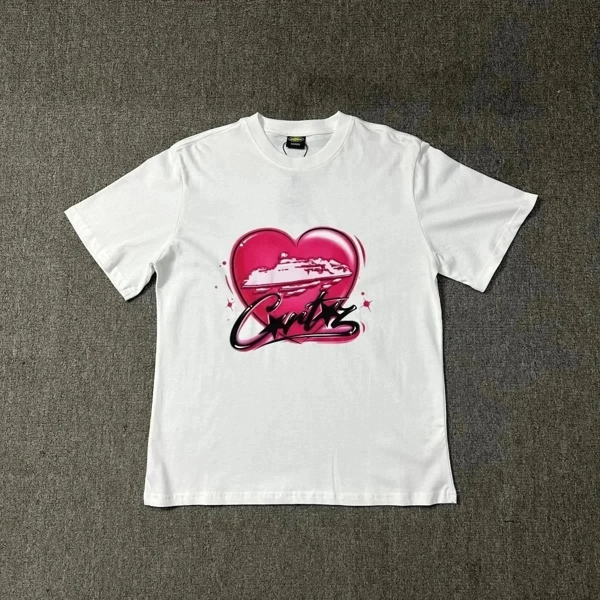 White 'Gritzz' Heart Print T-Shirt
