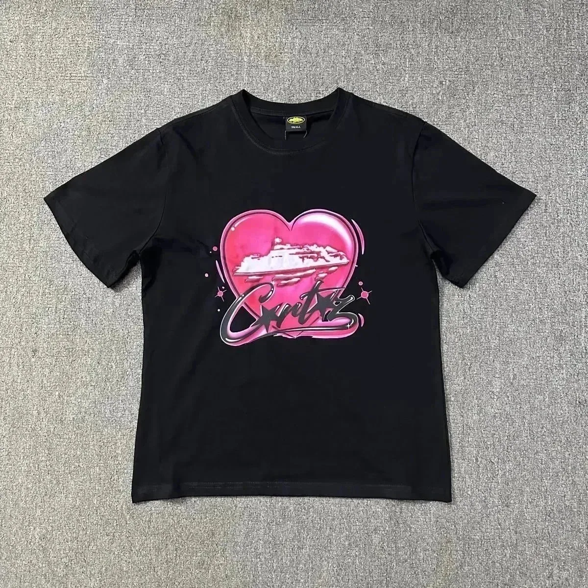 Black 'Curtis' Heart Print T-Shirt