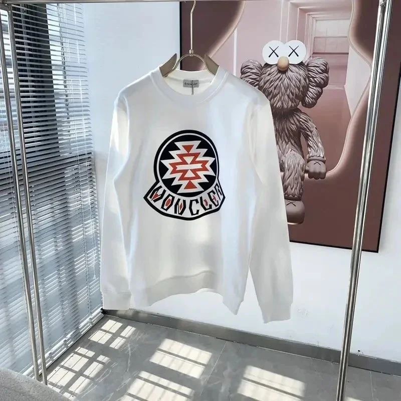 Moncler White Logo Print Hoodie