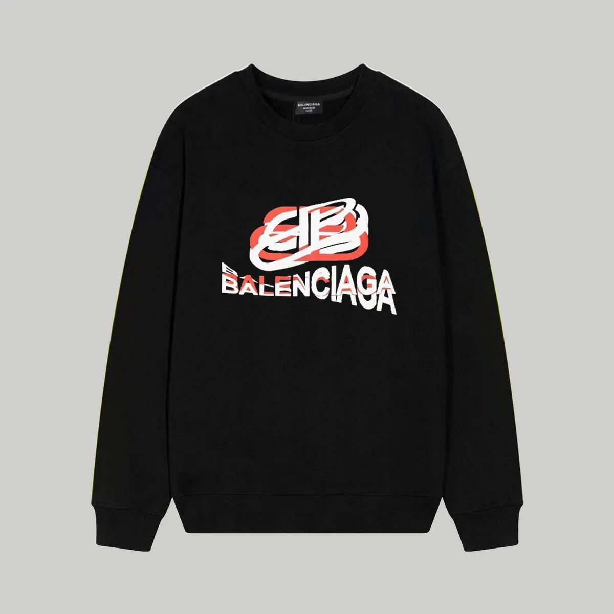 Balenciaga Black Logo Print Crewneck Sweatshirt