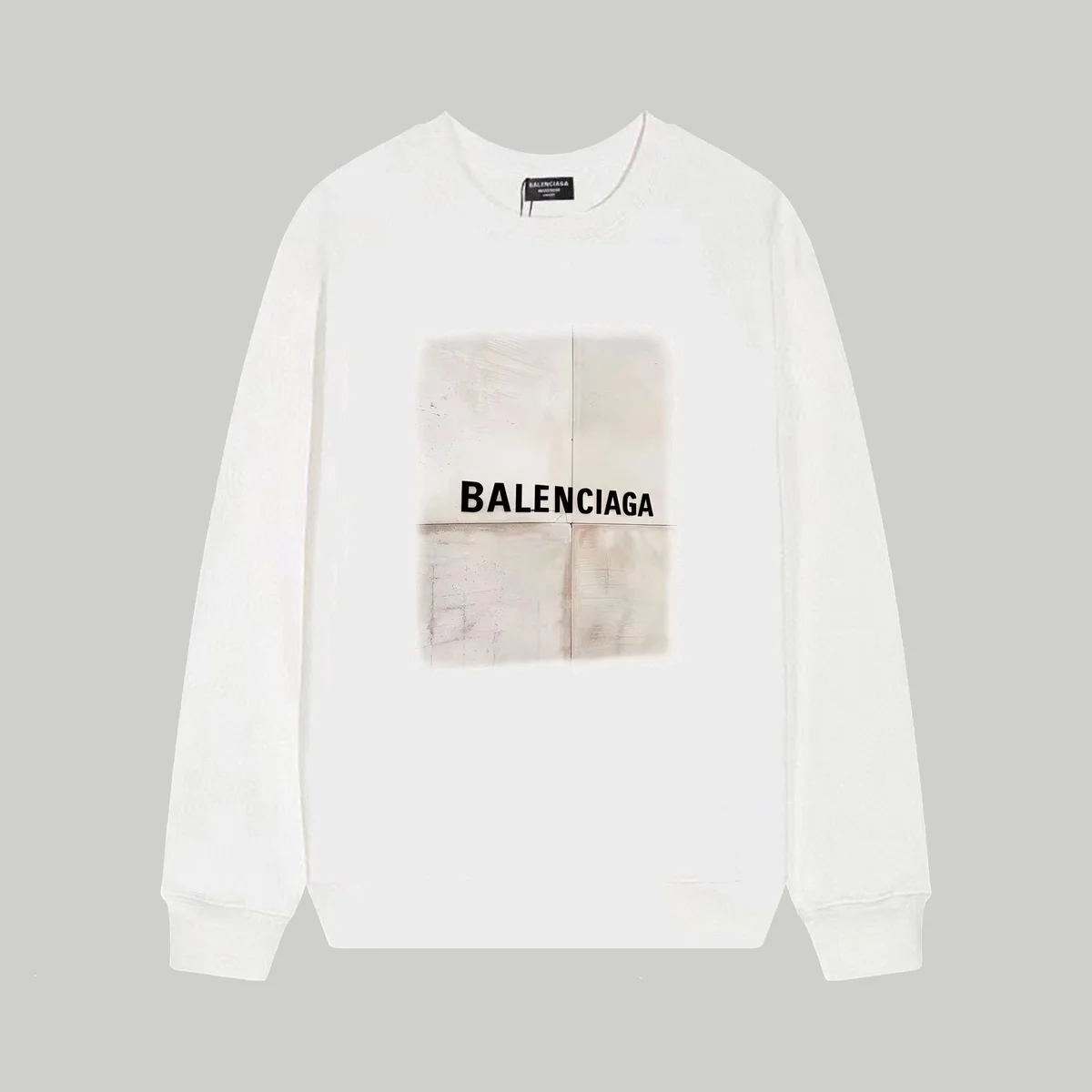 Balenciaga White Logo Print Crewneck Sweatshirt