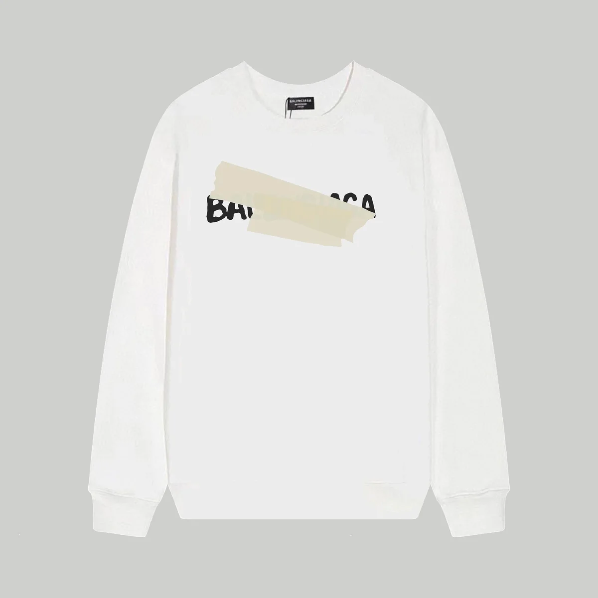 Balenciaga White Tape Logo Crewneck Sweatshirt