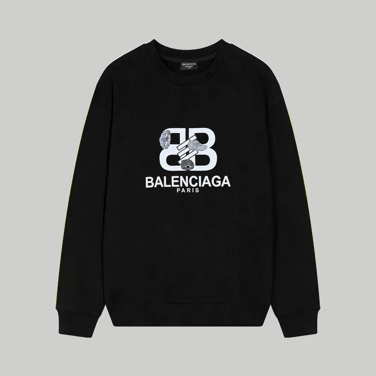 Balenciaga Black BB Logo Crewneck Sweatshirt