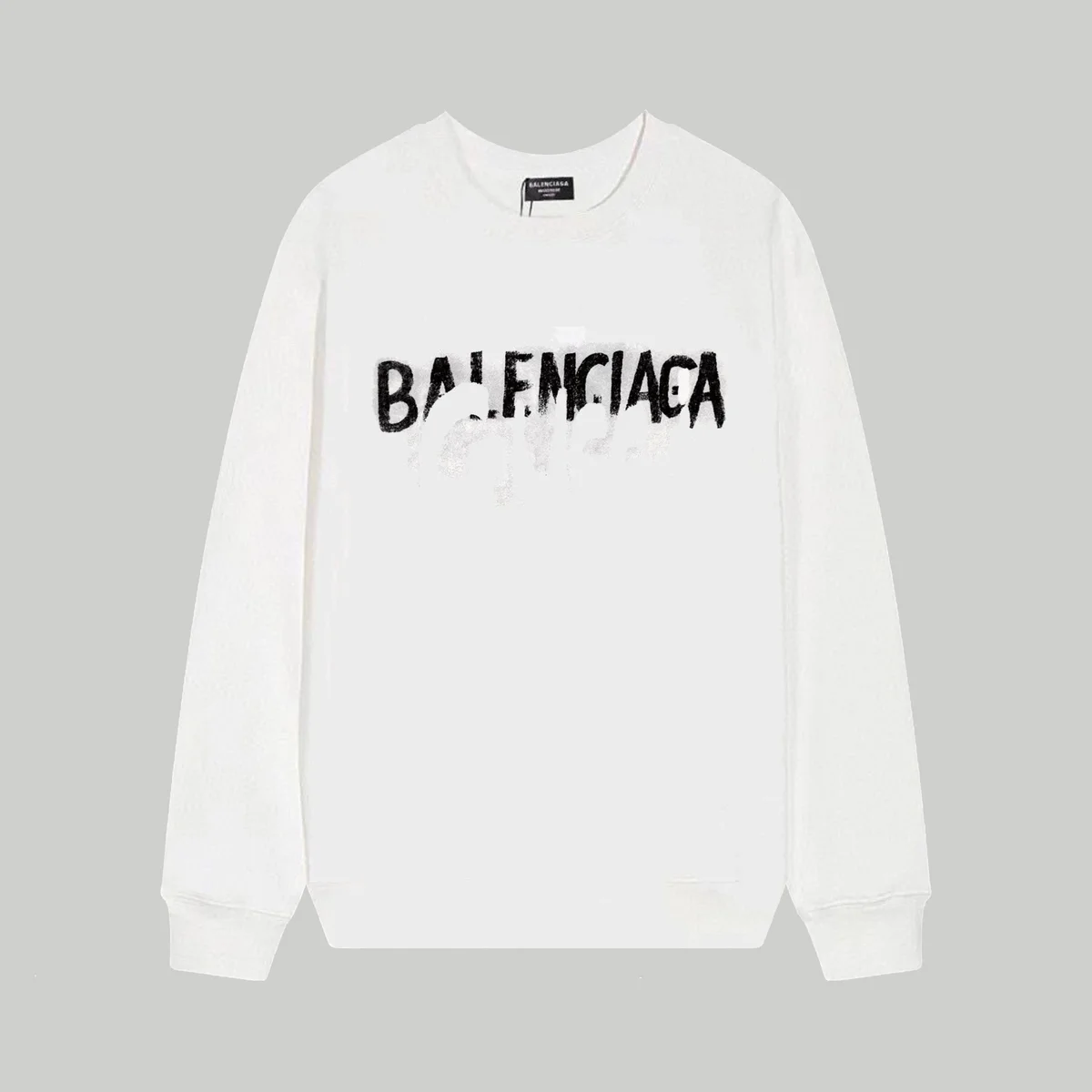 Balenciaga White Logo Print Crewneck Sweatshirt